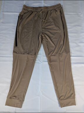 Men's Taupe Jogger Pants - Breathable Casual Fit - Two Pairs